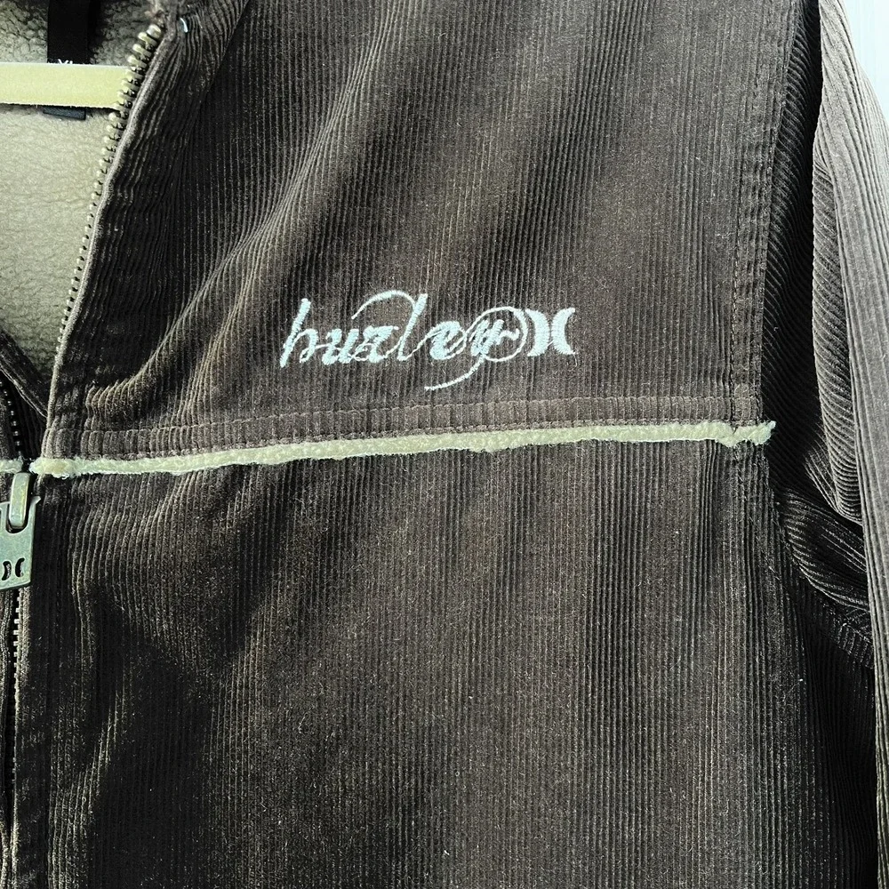 Hurley Jacket Youth Brown Corduroy Sherpa Collar Trucker Barn Coat Sz XL
